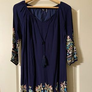 KAKTUS Small 3/4 Length Sleeve Embroidery Dress